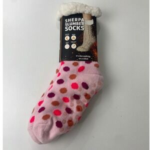 NEW Heat Trendz Sherpa Slumber Socks Pink Non-Slip Gripper Warm Cozy OS Fuzzy